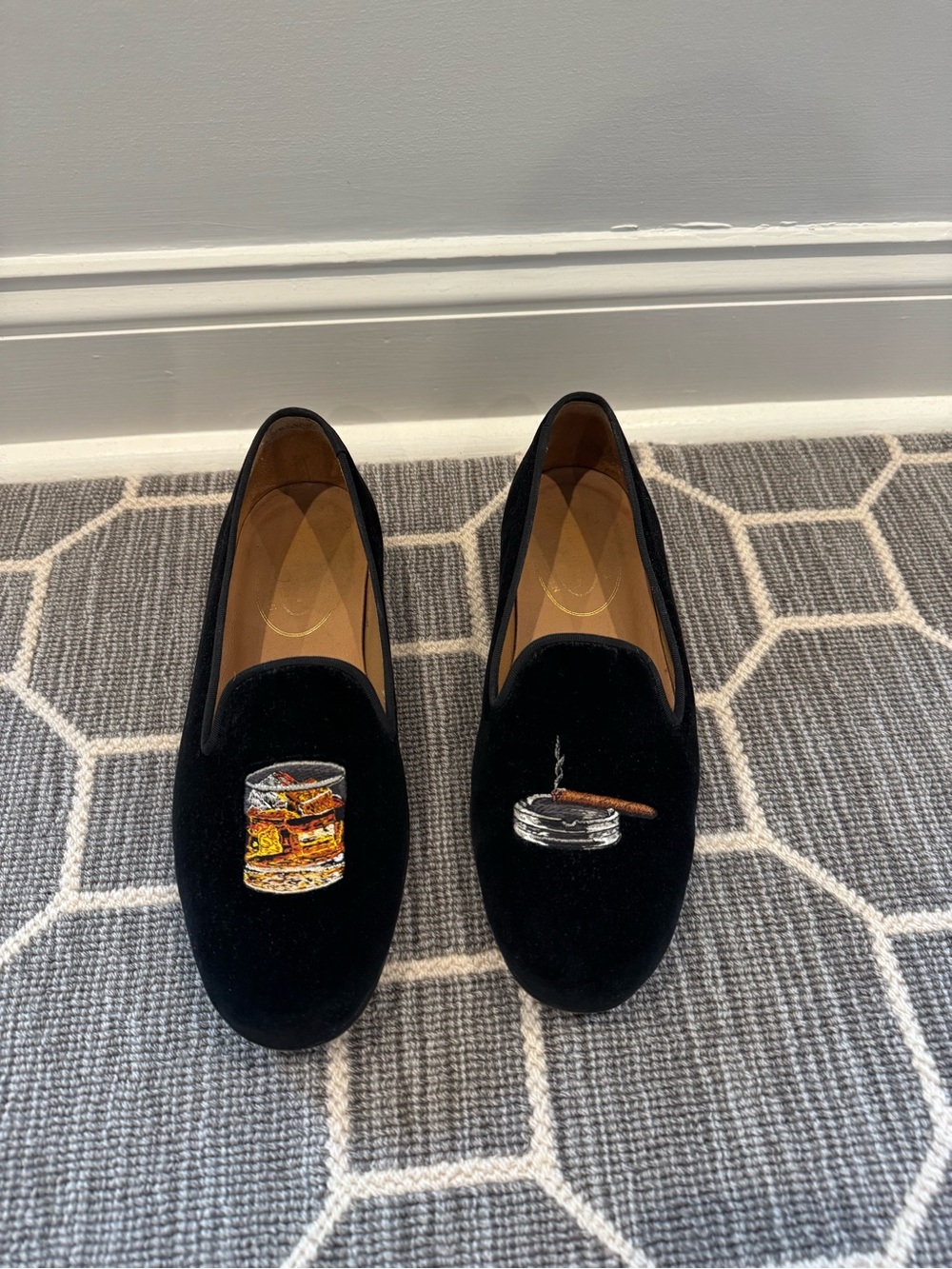 Men’s Black Velvet Stubbs & Wooten Loafers
